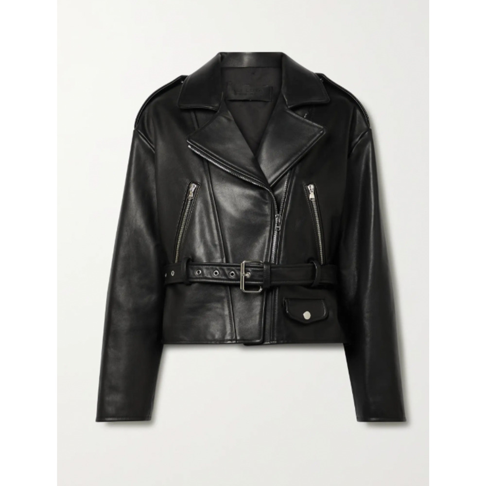 Nili Lotan Leather lambskin AURIELE Black biker moto Jacket Coat size M $2,000
